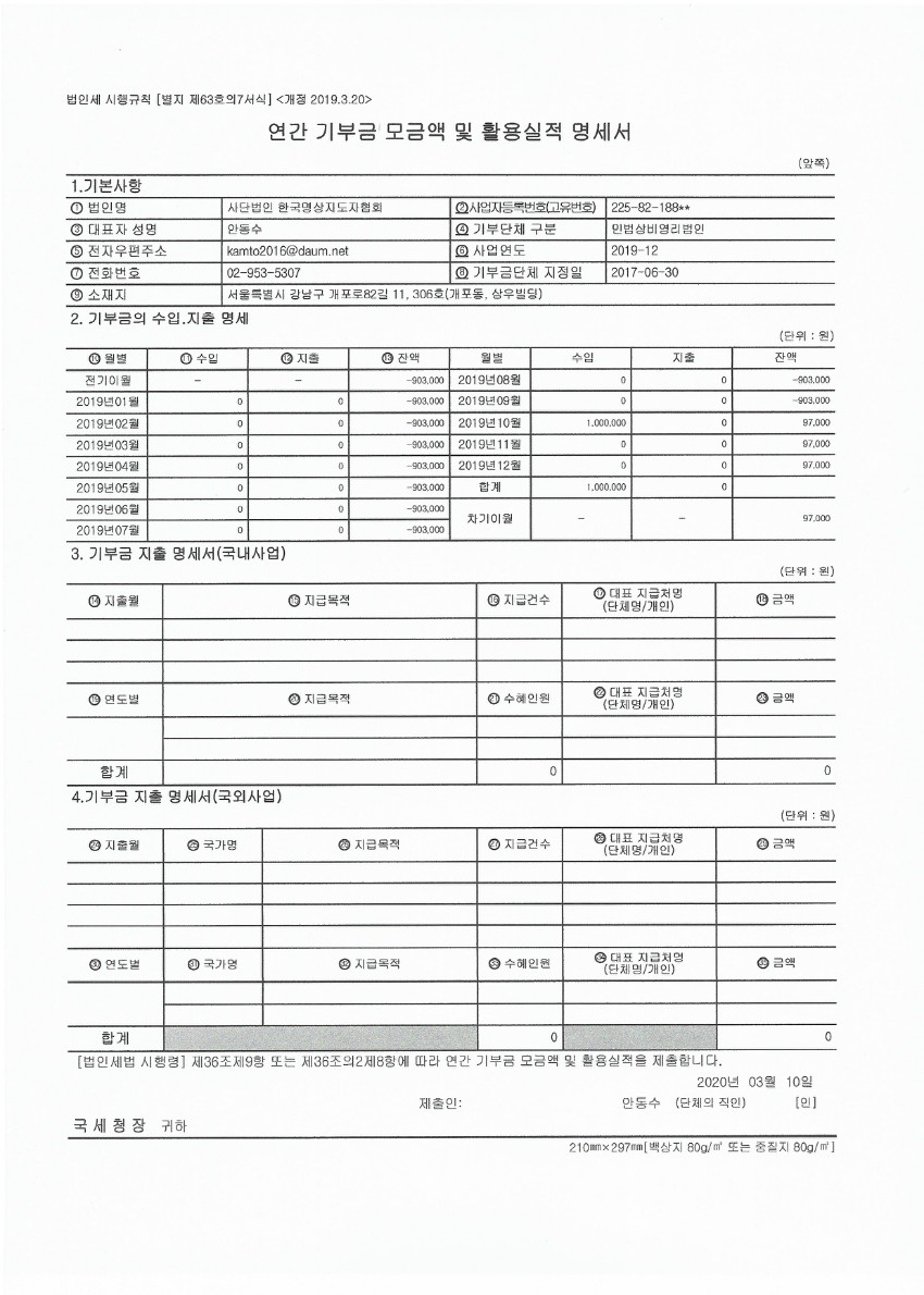 연간 기부금 모금액 및 활용실적 명세서(2019 한국명상지도자협회).jpg